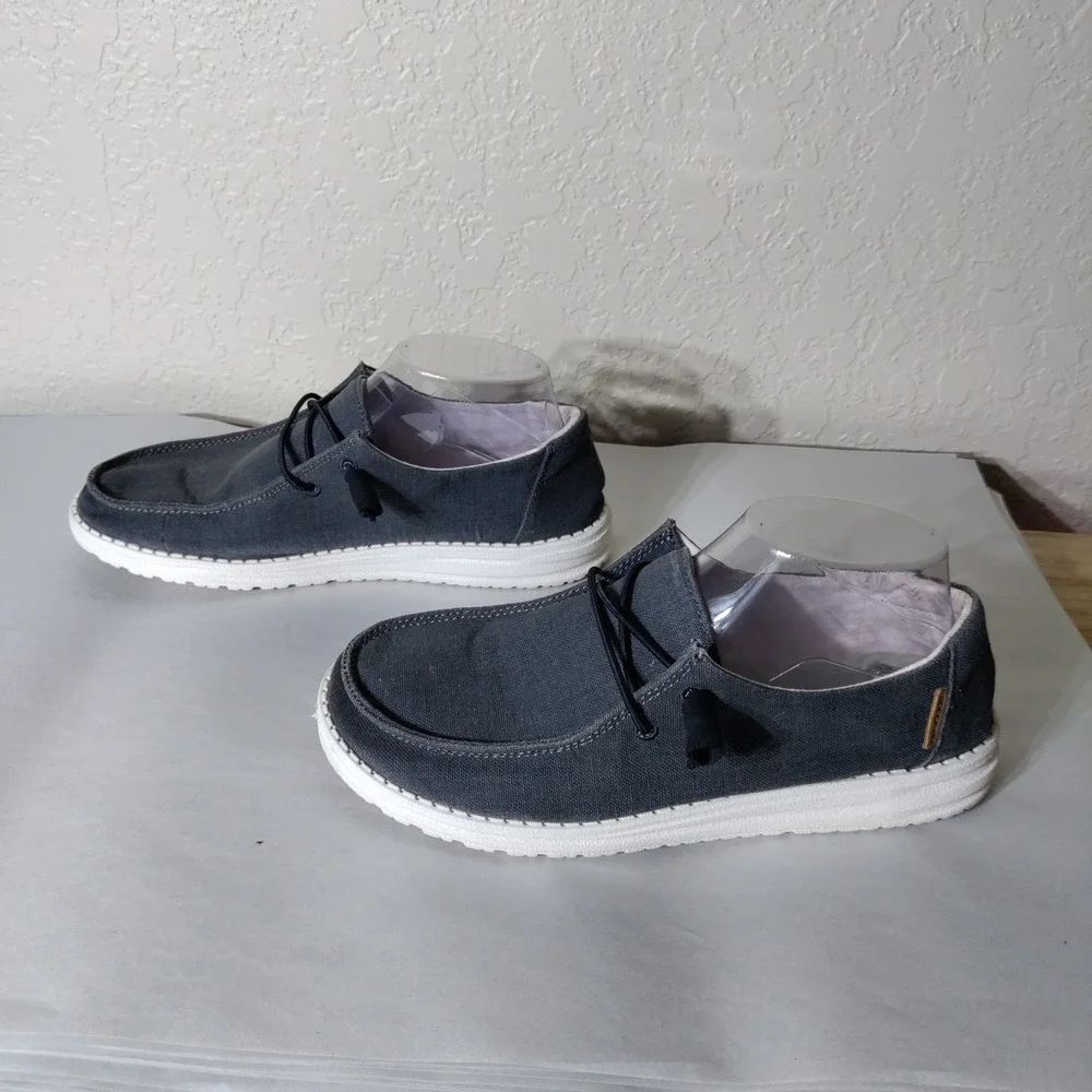 Hey Dude Wendy Chambray Off Black Loafers Shoes Womens Size 8 121414949